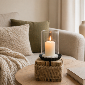Bougeoir en bois rustique
