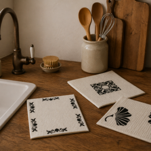 Lingettes éponges peintes à la main