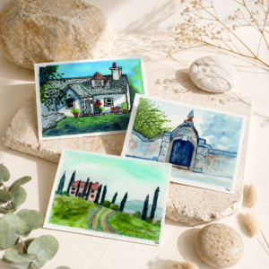 Set d'aquarelle Maison méditerranéenne