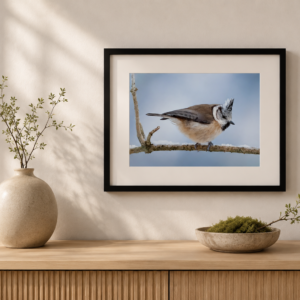 Mésange huppée peinture murale